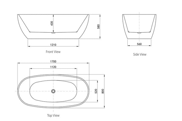 VINNY EGG SHAPE FREESTANDING BATHTUB 1700 NF & GLOSS WHITE/MATT WHITE