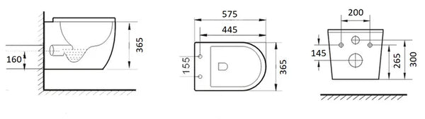 VOGHERA RIMLESS WALL HUNG PAN STD SEAT