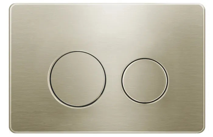 ROUND BRUSH GOLD STAINLESS DUAL -FLUSH PUSH PLATE FOR R&T