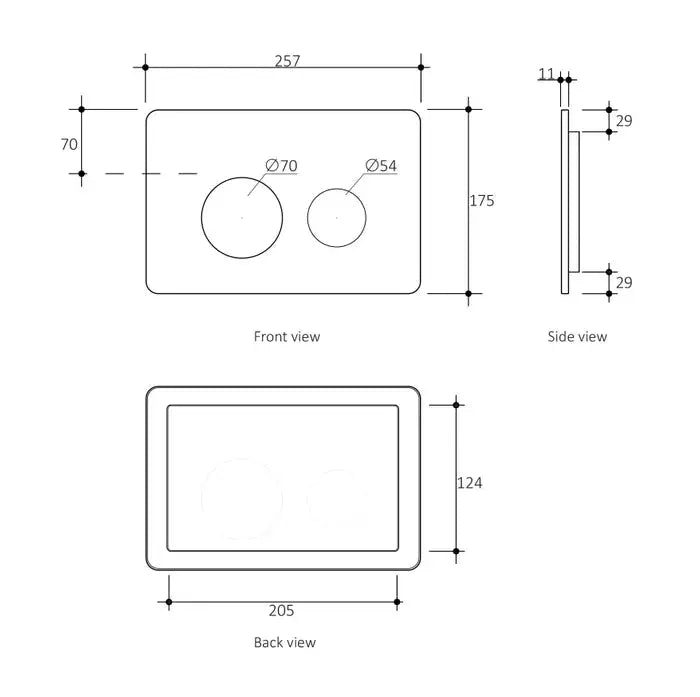 ROUND GUN METAL STAINLESS DUAL -FLUSH PUSH PLATE FOR R&T FIL Kitchen Bathroom