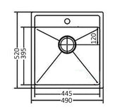 AXON SINK 50S 1TH 490X520X250mm FIL Kitchen Bathroom
