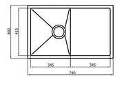 ZUE SINK 74S 740X460X220mm FIL Kitchen Bathroom