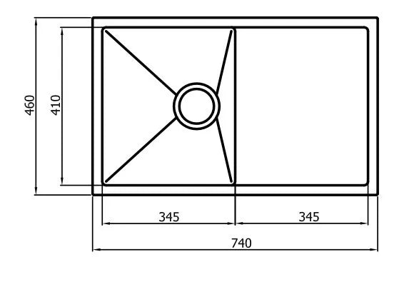 ZUE SINK 74S 740X460X220mm