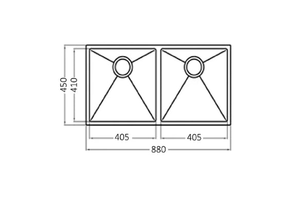 ARTE SINK 88D 880X450X220mm