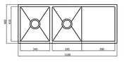 ZUE SINK 116D 1160X460X220mm FIL Kitchen Bathroom