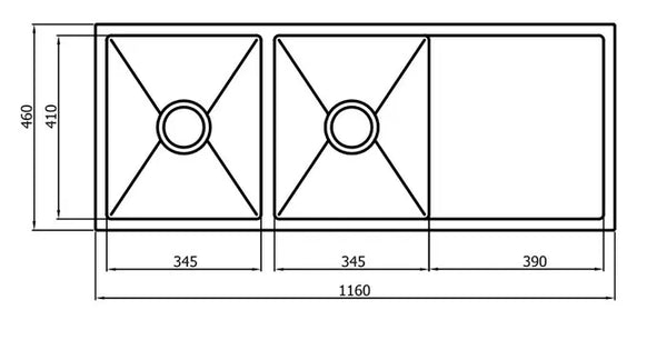 ZUE SINK 116D 1160X460X220mm