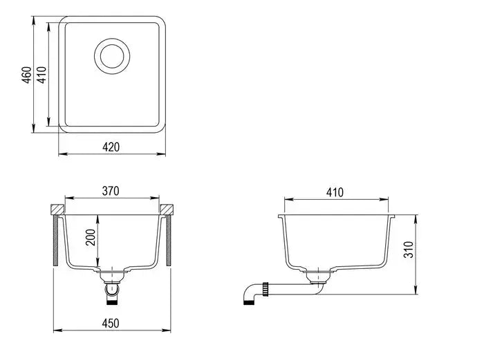 GRANITE SINK BLACK 420X460 FIL Kitchen Bathroom