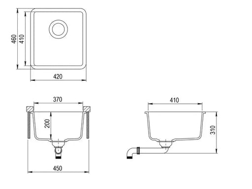 GRANITE SINK BLACK 420X460 FIL Kitchen Bathroom