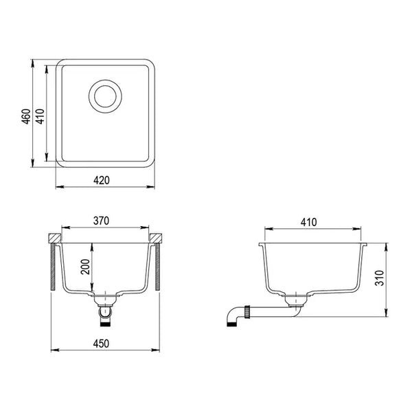 VIVA SINGLE BOWL GRANITE SINK WHITE 420X460