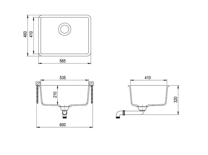 VIVA SINGLE BOWL 585X460 GRANITE KITCHEN SINK FIL Kitchen Bathroom