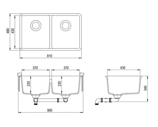 VIVA DOUBLE BOWL GRANITE SINK BLACK 810X480 FIL Kitchen Bathroom