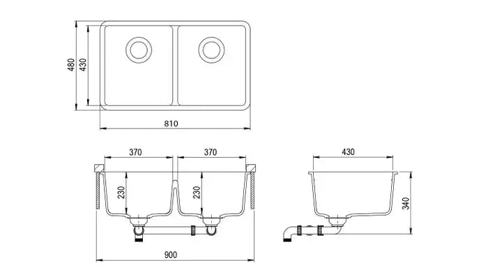 VIVA GRANITE SINK WHITE DOUBLE BOWL 810X480 FIL Kitchen Bathroom