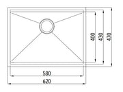 ARF SINK 810S 620X470X220mm FIL Kitchen Bathroom