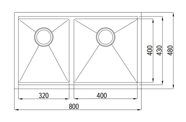 ARF SINK 820D 800X480X220mm