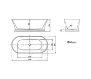 HAMPTON FREESTANDING BATHTUB 1700 NF & GLOSS WHITE FIL Kitchen Bathroom