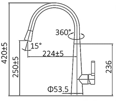 PULL OUT KITCHEN SINK MIXER 420 CHROME AND COLOURS