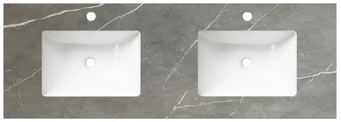 ROCK PLATE STONE 1500X465X15MM UNDERMOUNT DOUBLE BASIN VANITY TOP Mont Blanc/Amani Grey/Empire Black FIL Kitchen Bathroom