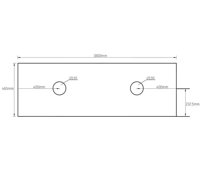 ROCK PLATE STONE 1800X465X15MM MONT BLANC - ABOVE COUNTER NO TAPHOLE FIL Kitchen Bathroom
