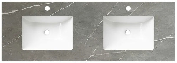 ROCK PLATE STONE 1800X465X15MM UNDERMOUNT DOUBLE BASIN VANITY TOP 12 O'CLOCK TAPHOLE