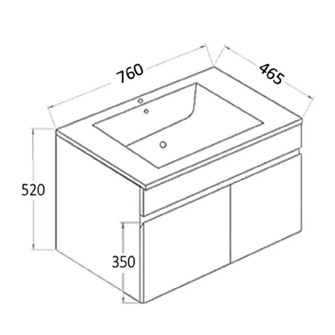 PAVIA PVC 750X460 VANITY WALL HUNG DOOR ONLY