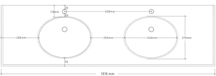 LUX STONE DOUBLE BOWL VANITY TOP 1500 FIL Kitchen Bathroom