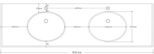 LUX STONE DOUBLE BOWL VANITY TOP 1500 FIL Kitchen Bathroom