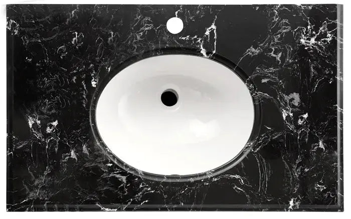 ENGINEERING STONE TOPBLACK MARBLE 900X460 WITH OVAL BASIN FIL Kitchen Bathroom