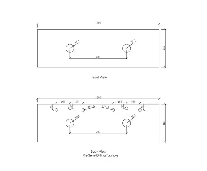 QUARTZ STONE VANITY TOP 1500X465X20MM FIL Kitchen Bathroom