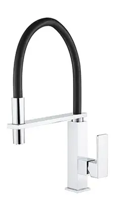 PULL OUT KITCHEN MIXER SQUARE CHROME AND BLACK FIL Kitchen Bathroom