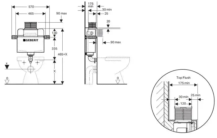 KAPPA CONCEALED CISTERN BTW FRONT FLUSH 4 STARS FIL Kitchen Bathroom