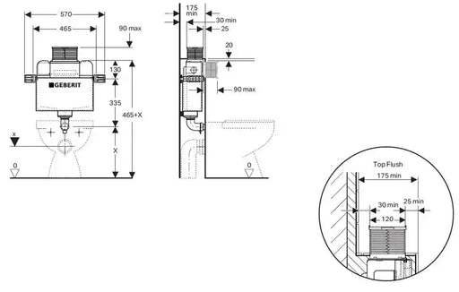 KAPPA CONCEALED CISTERN BTW FRONT FLUSH 4 STARS FIL Kitchen Bathroom