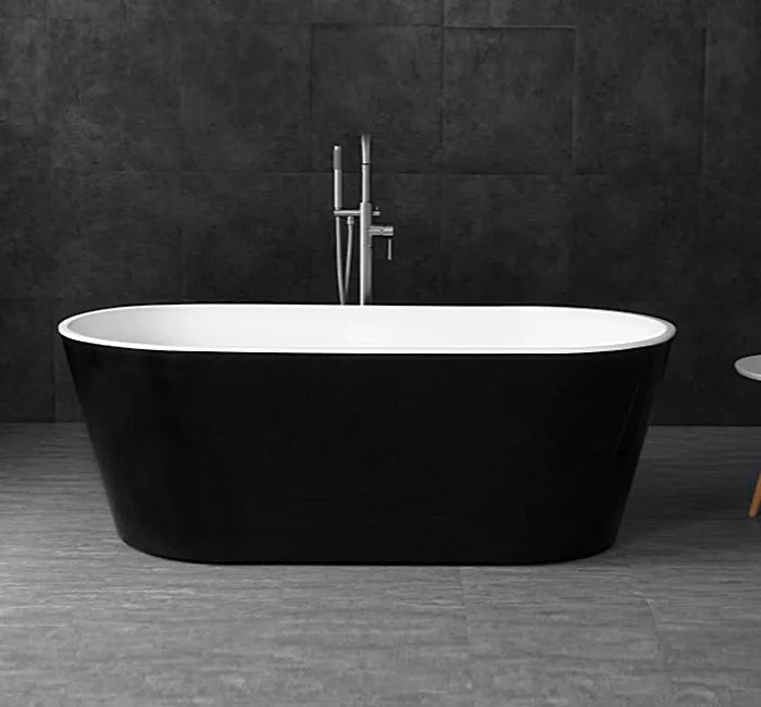 VOGHERA FREESTANDING BATHTUB 1500 X 750 X 580 MM BLACK NO OVERFLOW