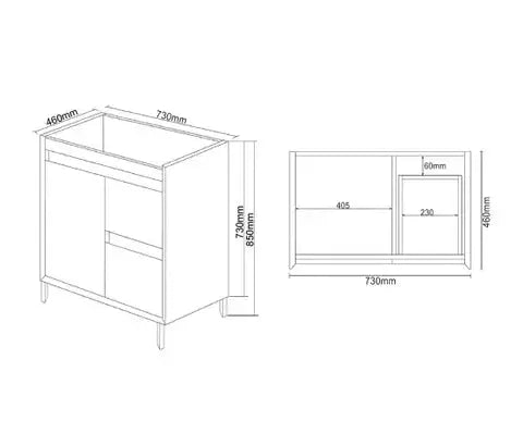 MAXIMO 750X460X850 FREE STANDING R/H DRAWER VANITY FIL Kitchen Bathroom