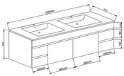 PAVIA 1200X460 VANITY WH D BOWL FIL Kitchen Bathroom