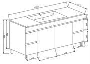 PAVIA STANDARD 1500X460 VANITY LEG FREE STANDING FIL Kitchen Bathroom