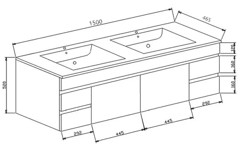 PAVIA STANDARD 1500X460 VANITY WH