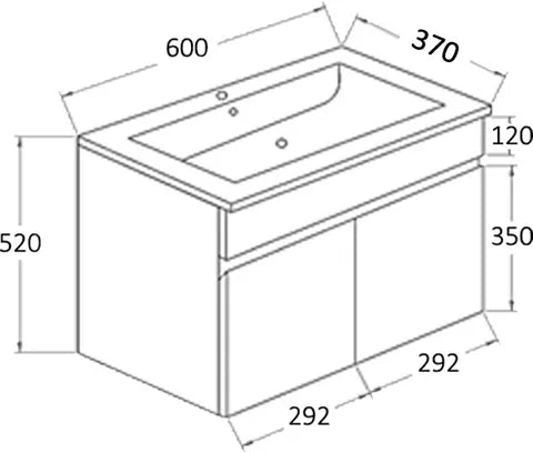 PAVIA STANDARD 600X370 WH VANITY