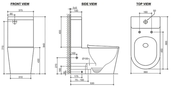 FEANZA BLACK TORNADO TOILET SUITE