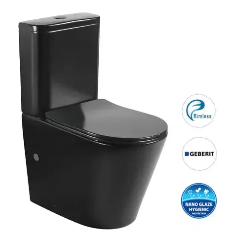 OASIS RIMLESS MATTE BLACK TOILET SUITE FIL Kitchen Bathroom