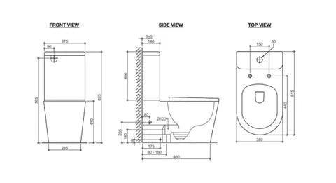 OASIS RIMLESS MATTE BLACK TOILET SUITE