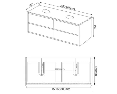 MAXIMO 1500 AMAZON GREY WH VANITY