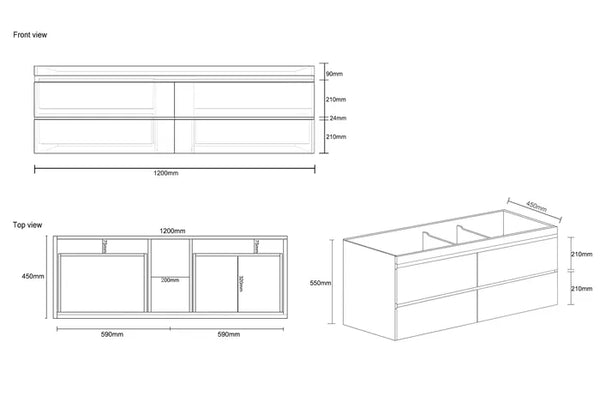 DM1200 DOVER GLOSS WHITE WH VANITY