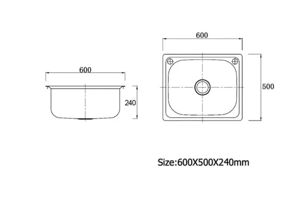 45L LAUNDRY SINK WITH SIDE TAPHOLE 600X500X240