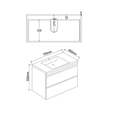DM750 DOVER GLOSS WHITE WH VANITY FIL Kitchen Bathroom