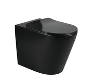 ALZANO RIMLESS WALL FACE PAN SLIM SEAT - MATT BLACK FIL Kitchen Bathroom