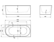 Inspire Gloss White Back To Wall Freestanding Bathtub Left Corner IS