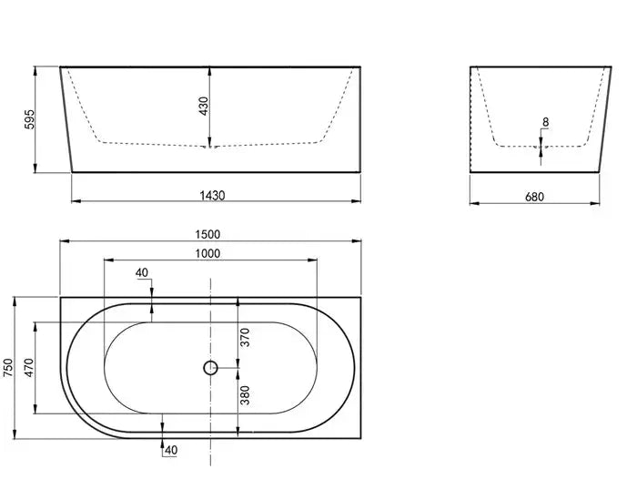 Inspire Gloss White Back To Wall Freestanding Bathtub Left Corner IS
