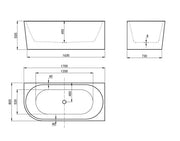Inspire Gloss White Back To Wall Freestanding Bathtub Left Corner IS