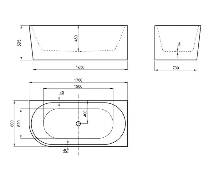 Inspire Gloss White Back To Wall Freestanding Bathtub Left Corner IS