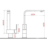 TARAN KITCHEN MIXER SQUARE CHROME/MATT BLACK FIL Kitchen Bathroom
